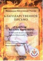 Благодарственное письмо (Федерация Кёкусинкай России)