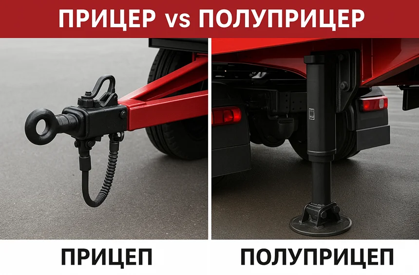различия прицепа и полуприцепа наглядно